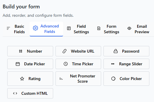 Form Builder - Advanced Fields