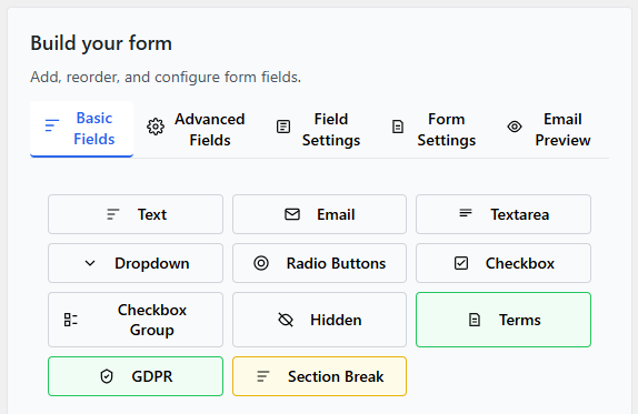 Form Builder - Basic Fields