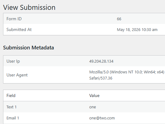 Ray's Contact - Submission View